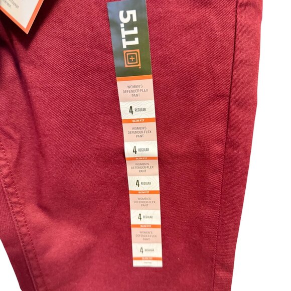 5.11‎ Tactical Women's Defender-Flex Maroon Pant Slim Fit Size 4 NWT - Picture 2 of 10
